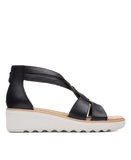Clarks Women's Collection Jillian Bright Wedge Sandals 26165145 Black 6M