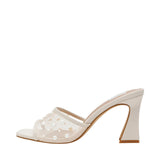 DV Dolce Vita Yossi Pearl Mesh Slide Dress Sandals Ivory Pearl Off White 9M