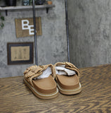 Universal Thread Womens Collin Double Buckle Footbed Sandals Tan Brown 7M
