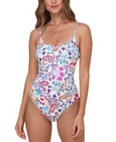 Andie The Amalfi One Piece Scoop Neck Swimsuit Botanical Floral White Multi XS
