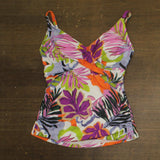 Anne Cole Hidden Underwire Tankini Swim Top Mod Tropical White Multi 38DD / 40D
