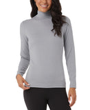 32 Degrees Womens Heat Mock-Neck Long-Sleeve Top Heather Sleet Gray XS