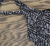 Swim Solutions Print Bow-Front One Piece Swimdress Swimsuit Black / White 12