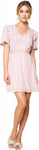 Sugar Lips Womens Aphrodites Striped Flutter Sleeve Mini Casual Dress Pink M