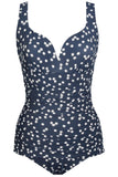 Miraclesuit Soft Cup Tummy Control One Piece Swimsuit Midnight Blue / White 8