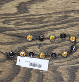 Guess Womens Fashion Stone Pull Adjustable Necklace Black / Green