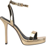 Jessica Simpson Adonia Two-Piece Platform Stiletto Dress Sandals Gold Yellow 5M