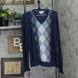 Banana Republic Mens Vintage Rabbit Cashmere Argyle Sweater Navy Blue XL