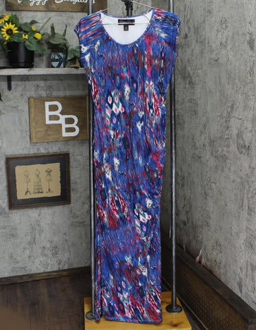 Colleen Lopez Womens Isle Be There Maxi Dress 661465 Cool Ikat Blue M
