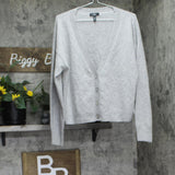 Aqua Womens Button Front Sweater Cashmere V-Neck Cardigan V10337 Light Gray XL