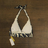 Anne Cole Womens Marilyn Printed Halter Bikini Top Swim Black / White Multi S