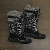 Muk Luks Womens Cow Suede Faux Fur Calf Winter Boots Lace Up #4464 Black 6M