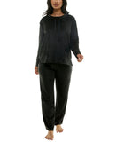 Roudelain Womens Long-Sleeve Hooded Velvet Lounge Top EJJE564M Black L