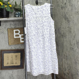 Eileen West Womens Short Sleeveless Nightgown E20014 White / Navy XS