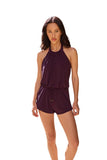 Magicsuit Solids Piper Underwire Halter One Piece Swimsuit Prune Purple 10