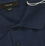 Vince Men's Variegated Textured Short Sleeve Polo Shirt Midnight Sky Blue XL