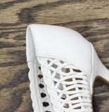 INC International Concepts Zitah Woven Pointed Toe Pumps White Woven 9M