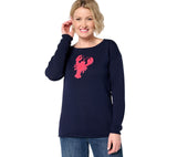 Belle By Kim Gravel Pullover Lobster Harbor Island Sweater Twilight Blue L