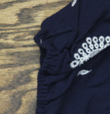 City Chic Off-Shoulder Puff Sleeve Embroidered Romper Navy Blue / White 16W