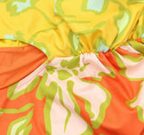 Solid & Striped One-Piece Colorblock Swimsuit Hibiscus Print Yellow Multi XS