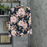 Room Service Womens 2-Piece Shawl Collar Pajama Set 1730042 Pink/Black Floral S