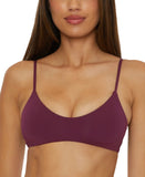 Becca Womens Muse Mesh-Overlay Bikini Swim Top 733257 Aubergine Purple L