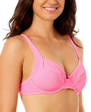 Salt + Cove Wavy-Scrunch Scoop-Neck Bralette Bikini Swim Top Bright Rose Pink M