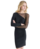 DKNY Womens Asymmetrical Sweater Mesh Sleeve Dress DD4HNC35 Black M