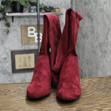 Sugar Ollie Women's Over-the-Knee Dress Boots SGR-OLLIE Burgundy Micro Red 8M