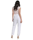Calvin Klein Linen-Blend Mid Rise Slim-Leg Pants T52PA072 White 8P