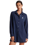 Lauren Ralph Lauren Embroidered Shirt Swim Cover Up Button Up Dark Navy Blue XL