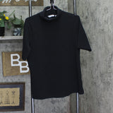 Denim & Co. Ribbed Elbow Sleeve Turtleneck Top A705385 Black S