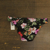 Bar III Womens Floral-Print Side-Tab Bikini Bottom MBTH25501 Multi Black M
