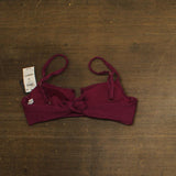 Bar III Womens Pucker Up V-Wire Bralette Bikini Swim Top Plumberry Purple M