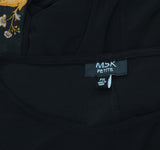 Msk Womens Petite Round-Neck Contrast-Long Sleeve Dress 91013864Z Black PXL