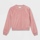 Universal Thread Womens Leisure Studio Velour Pullover Sweatshirt Mauve Pink M