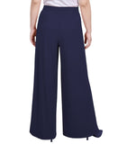 Ny Collection Womens Petites Office Mid-Rise Palazzo Pants PITP0023 Navy Blue PM