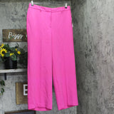 DKNY Aero Crepe Mid Rise Wide Leg Pants XD5P2051 Vivid Pink 14P