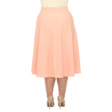 White Mark Flared Elastic Waist Midi Skirt with Side Pockets PS709 Peach Pink 1X