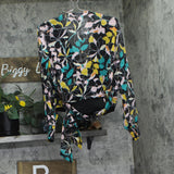 Bar III Printed Tie-Waist Wrap Blouse 100143295 Miami Bloom Black Multi M