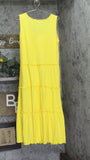 White Mark Scoop Neck Tiered Midi Dress PS315 Canary Yellow 1X