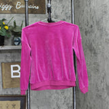 Members Mark Girls Youth My Favorite Sweatshirt Velour Sweatshirt Berry 10/12