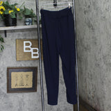 Ny Collection Womens Petite Cropped Pull On Pants with Sash Navy Blue PM