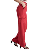 DKNY Womens Solid Straight-Leg Side Pocket Pants UE4PA340 Sangria Red 14