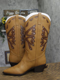 Madden Girl Shaft Faux Leather Stud Pointed Toe Western Boots Natural Brown 8M
