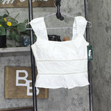 Wild Fable Womens Cap Sleeve Squareneck Peplum Top 94454463 White XS