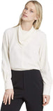 Who What Wear Women's Long Sleeve Scarf Blouse WWT-783 Cream Off White S
