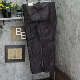 NYDJ Size Marilyn Coated High Rise Straight Leg Jeans Cordovan Purple Brown 18W