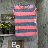 Nautica Lightweight Scoop-Neck Keyhole Top 25K520 Hibiscus Pink / Navy Blue L