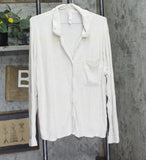 Auden Cozy Ribbed Notch Collar Shirt and Pants Pajama Set Oatmeal Off White 2XL